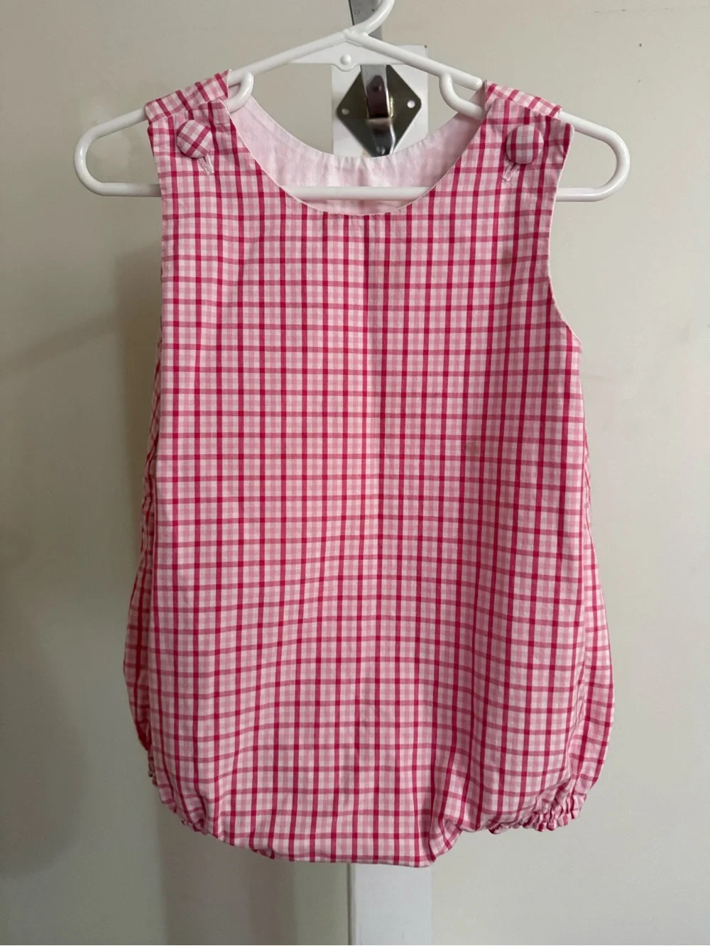 New Creations Pink Plaid Bubble Romper